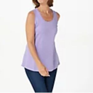 Isaac Mizrahi Live! Essentials Pima Cotton Scoop Neck Tank Top Soft Purple